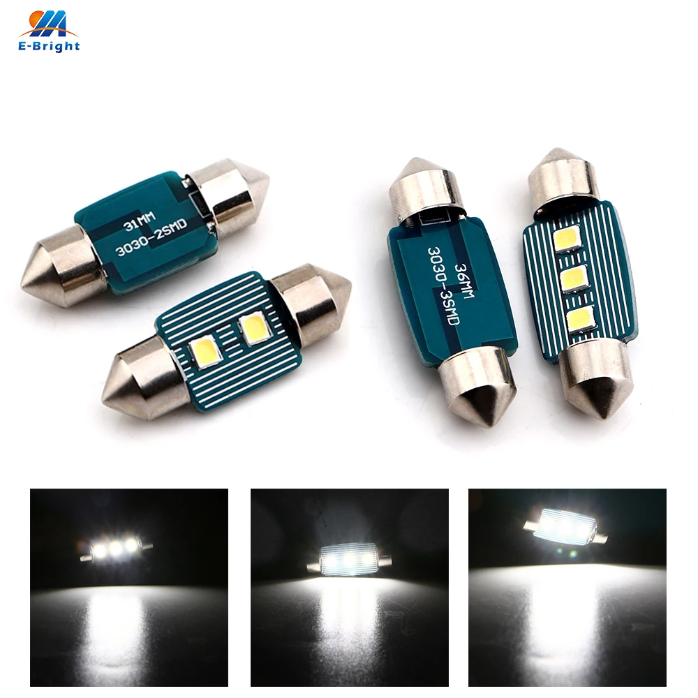 

10pcs Non-polar 12V 3030 2 SMD 31mm 36mm 39mm 41mm 3 SMD C5W Festoon Bulbs Dome Light Vehicle Auto Interior Lamp White