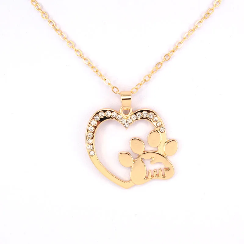 

hzew Heart Paw Claw dog pendant necklace dog Chihuahua necklaces gift