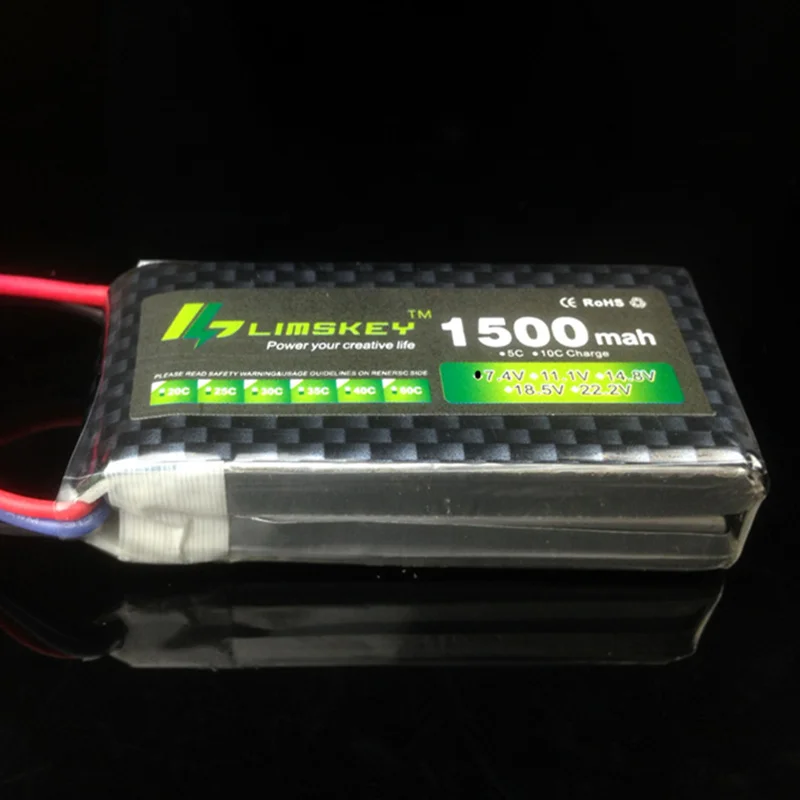 

Limskey Power 7.4V Lipo Battery 2s 1500mah 25C 25c 30C for RC Qudcopter Helicopter Airplane Car JST / T Plug Toy 2S Battery 2PCS