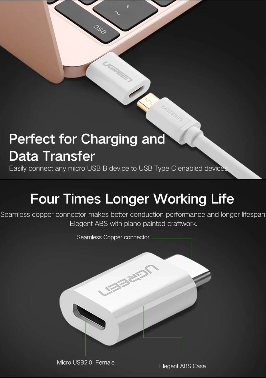 Ugreen micro usb адаптер micro usb to usb c адаптер для samsung s8 s9 sony huawei p20 xiaomi 5 6 8 Тип c зарядное устройство преобразователь otg