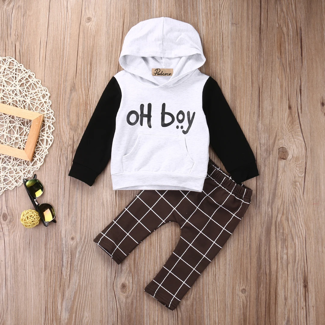 Hi Baby Store 2pcs Toddler Kids Boy Clothes Set OH Hoodies Pants Leggings Outfits |