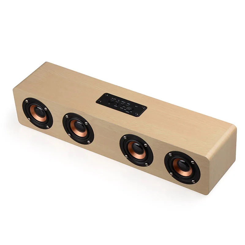 Новейший W8 Bluetooth деревянный динамик HIFI четыре громких динамика s беспроводной стерео сабвуфер динамик TF карта AUX IN для ТВ домашнего кинотеатра#4 - Цвет: yello wood