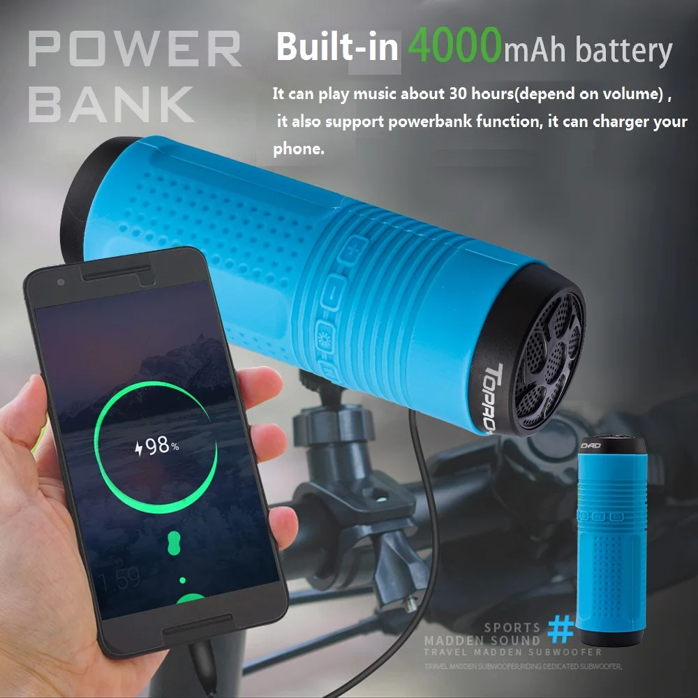 Водонепроницаемый Bluetooth динамик TOPROAD IP45 портативный сабвуфер для езды на