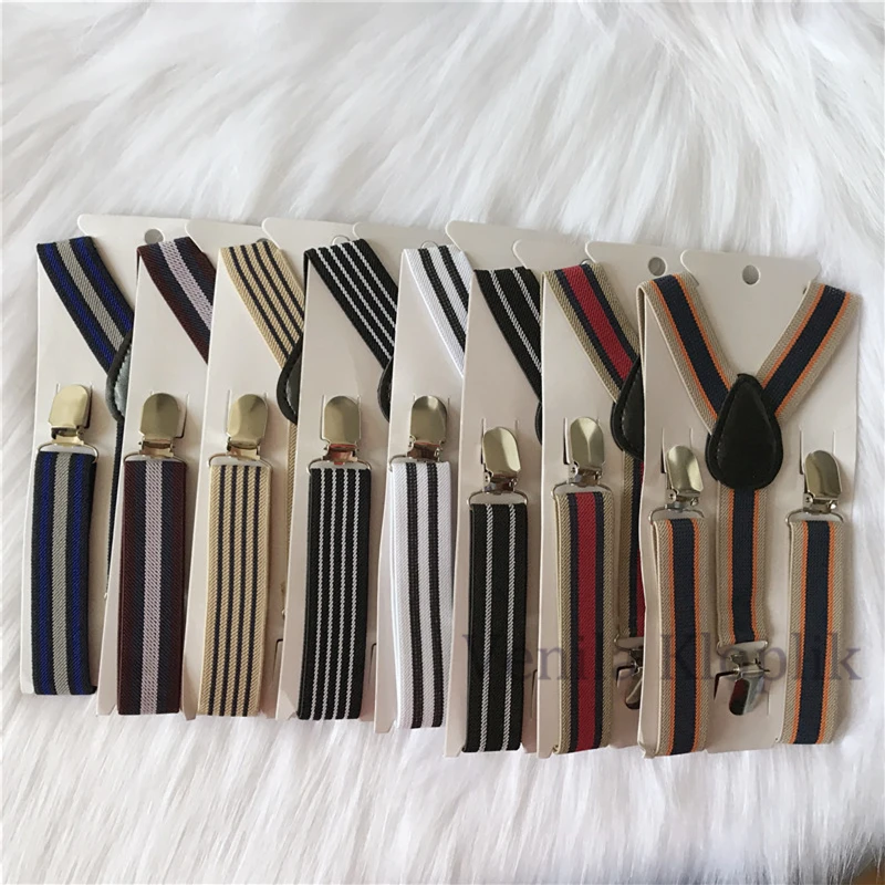 Детские модные подтяжки в полоску подвесной зажим для маленьких мальчиков на