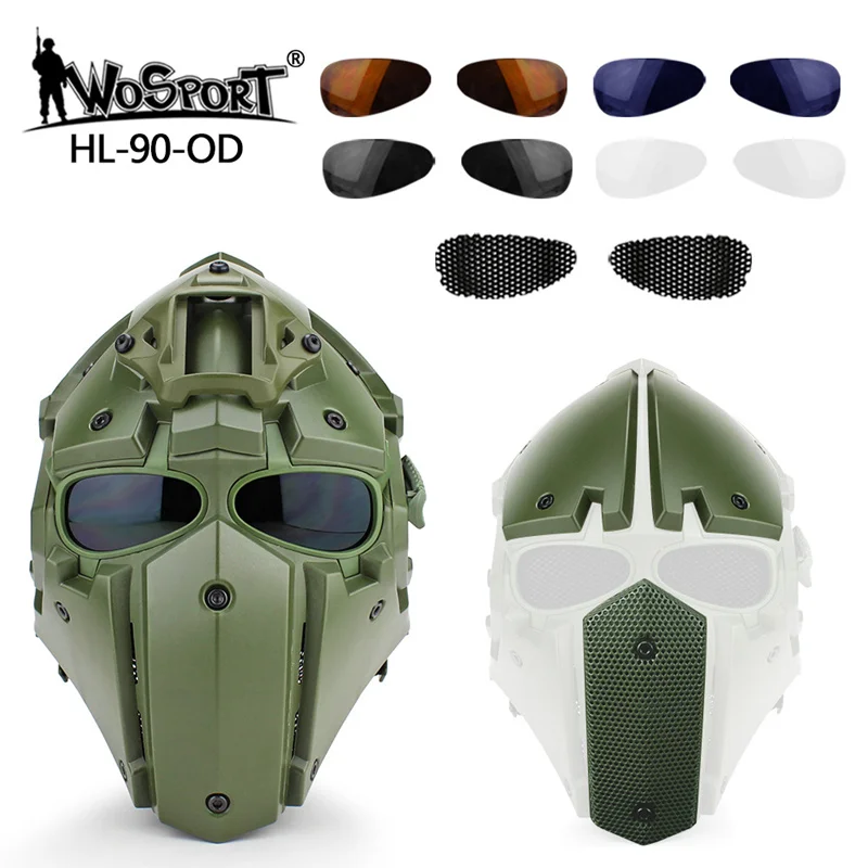 HL-90-T WoSporT анфас страйкбол шлем с маской стальные очки дышащий вентилятор Регулируемый военный тактический страйкбол пейнтбол BB шлем - Цвет: HL-90-T