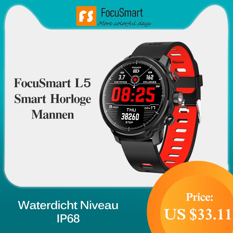 FocuSmart L5 Смарт часы мужские 1 3 дюймов IP68 Водонепроницаемые спортивные
