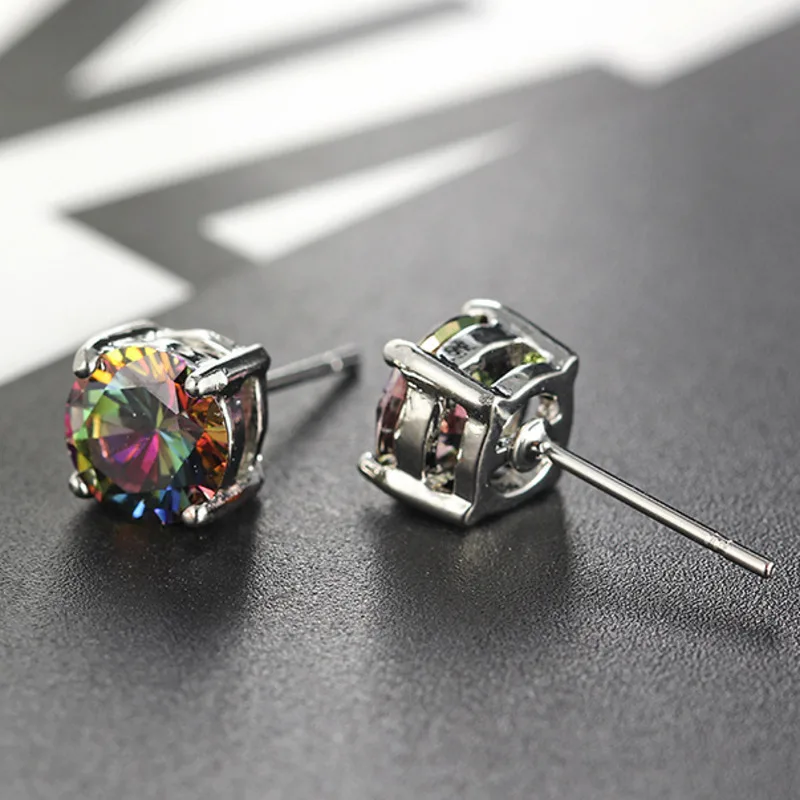 Серьги-гвоздики с кристаллами радужной расцветки для мужчин и женщин | Украшения