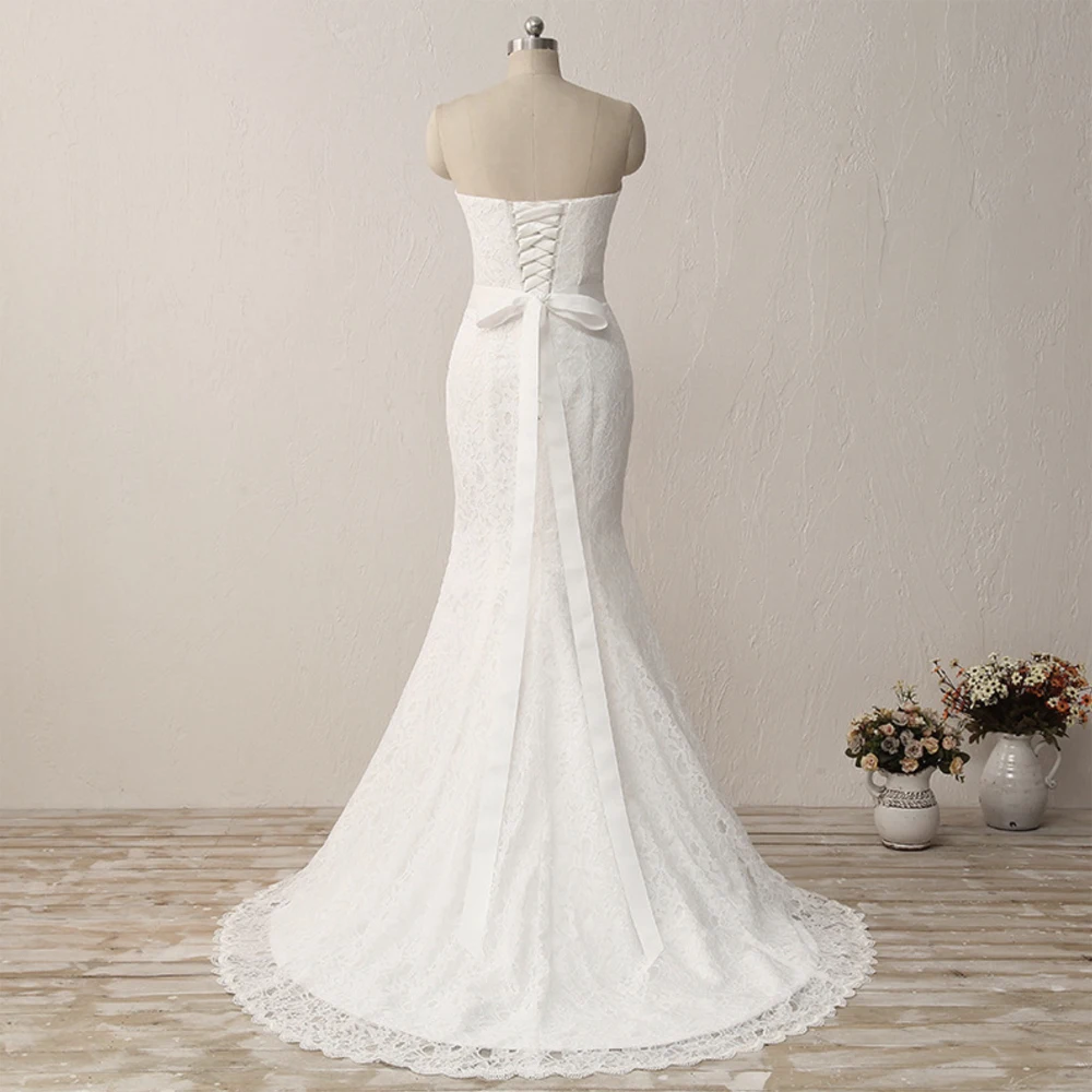 Fansmile Новое Simiple Mariage винтажное кружевное платье Русалка свадебное платье размера плюс подгонянное свадебное платье для невесты FSM-449M