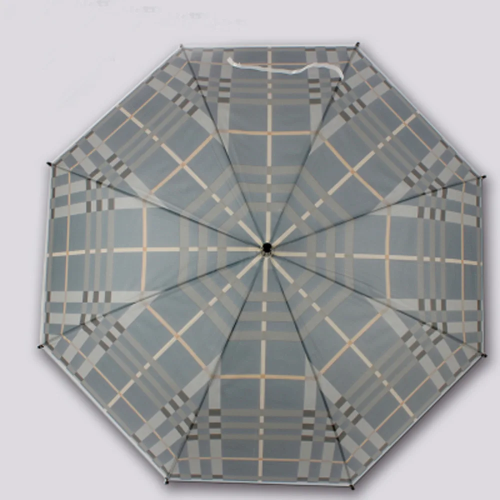 Стильный Мужчины Плед Серии Полосатый Зонтик Женщины Длинный Изогнутый Ручка