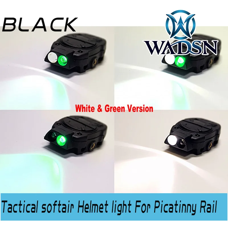 BK-White-GREEN Тактический шлем-светильник WADSN Princeton для Пикатинни с дистанционным выключателем, хвостовая лампа белого и красного цвета, ИК-светильник для оружия WNE05016 - Цвет: BK-White-GREEN