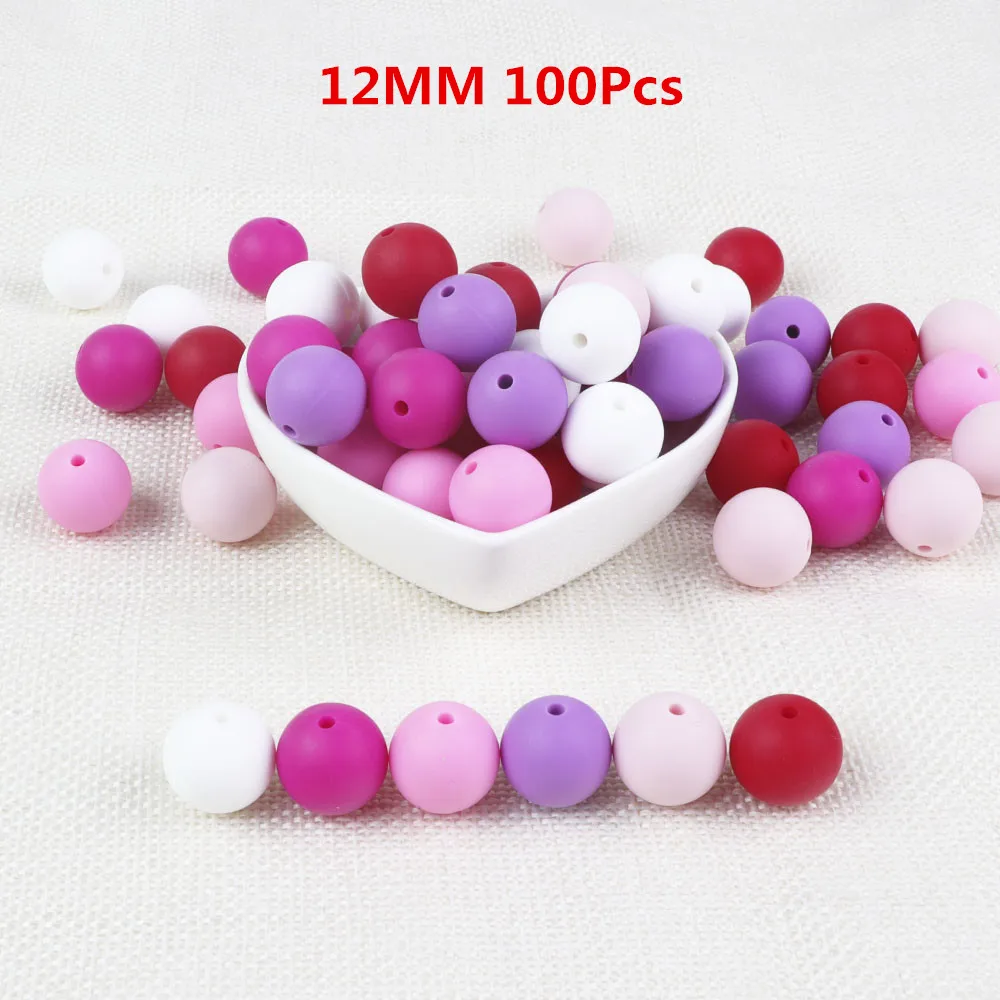 12mm- D BOBO. BOX, 100 шт./лот, силиконовые бусины, Детские Прорезыватели, 9/мм, Детские Прорезыватели для зубов, бусины для соски, цепочка, силиконовые прорезыватели, BPA бесплатно - Цвет: 12mm- D