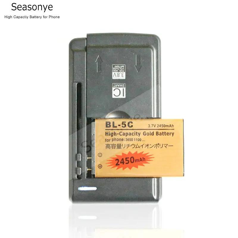 Seasonye 2450 мАч BL 5C BL5C Золото Замена Батарея + Универсальный Зарядное устройство для