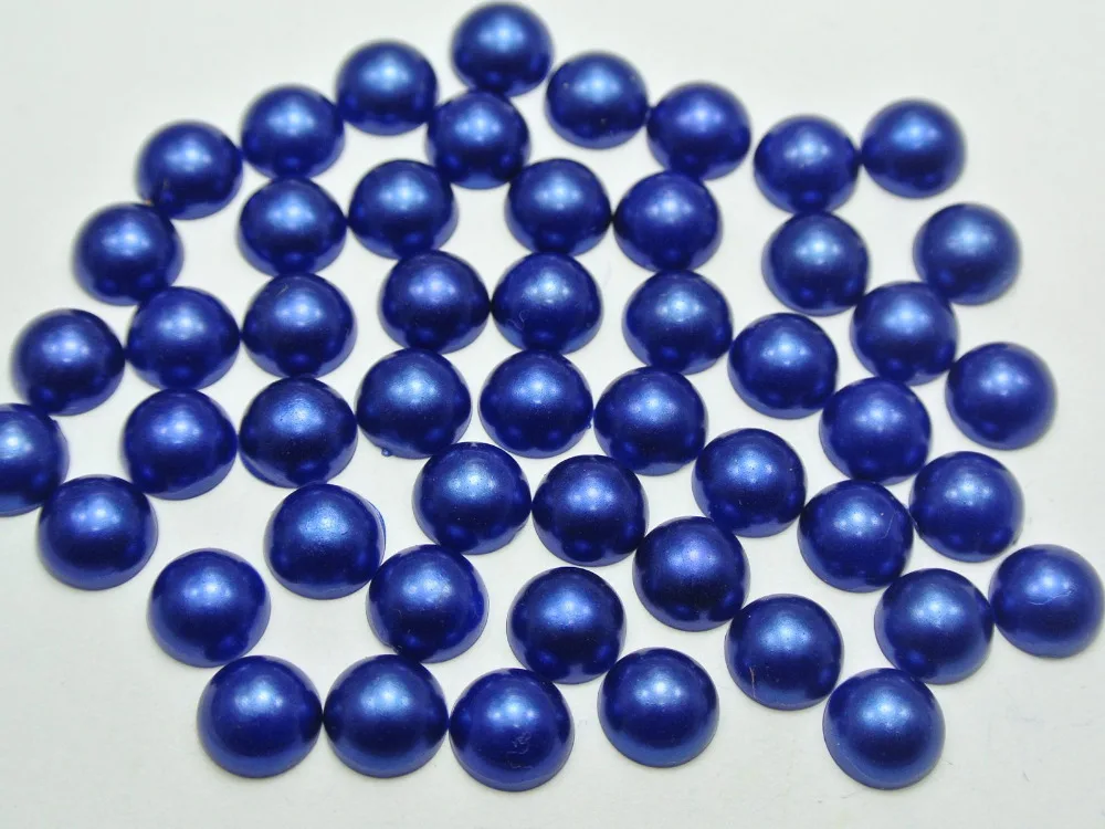 

100 Royal Blue Half Pearl Bead 12mm Flat Back Scrapbook Craft