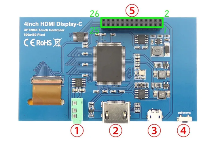 4," дюймовый HDMI ips ЖК-монитор экран модуль дисплей с GPIO резистивная сенсорная панель аудио выход для Raspberry Pi 4