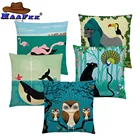 Модный Чехол на подушку с забавными мультяшными животными хорошими друзьями счастливой жизни Китом оленем жирафом Фламинго бегемотом леопардом