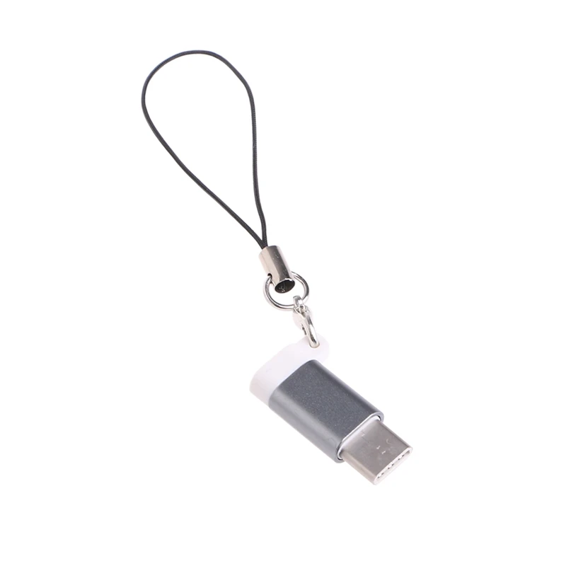 Micro usb type-C адаптер OTG синхронизация данных разъем зарядного устройства с брелок-шнур - Цвет: Серый