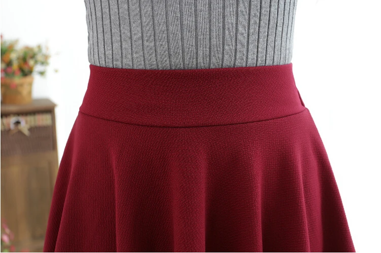 2015 мода женщин чистого цвета высокой талией юбки леди миди юбка эластичная талия