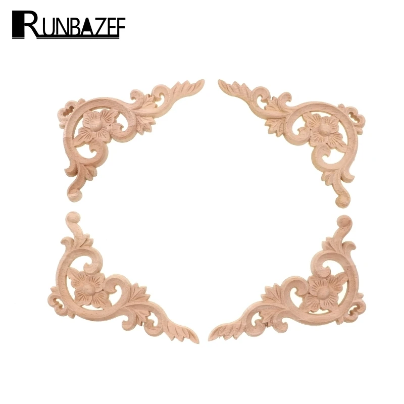 RUNBAZEF Wood Applique Carving European style Furniture with Decorative Accessories Carved Door Heart Craft Decoration|furniture applique|furniture