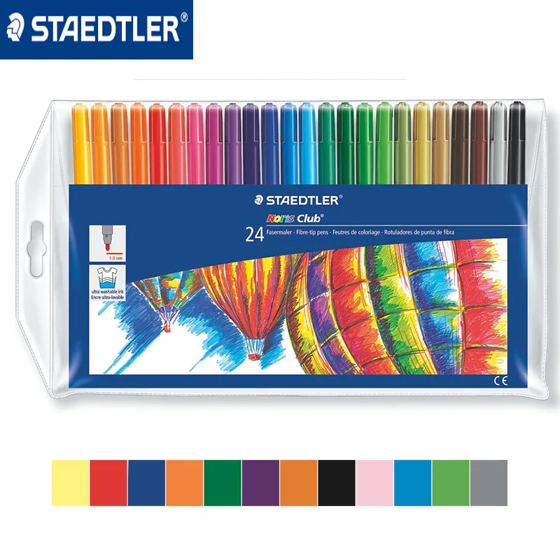 STAEDTLER 325 WP 24 цвета, набор акварельных ручек, Моющийся Маркер для рисования, для студентов, детей, безопасность, защита окружающей среды, Marekrs