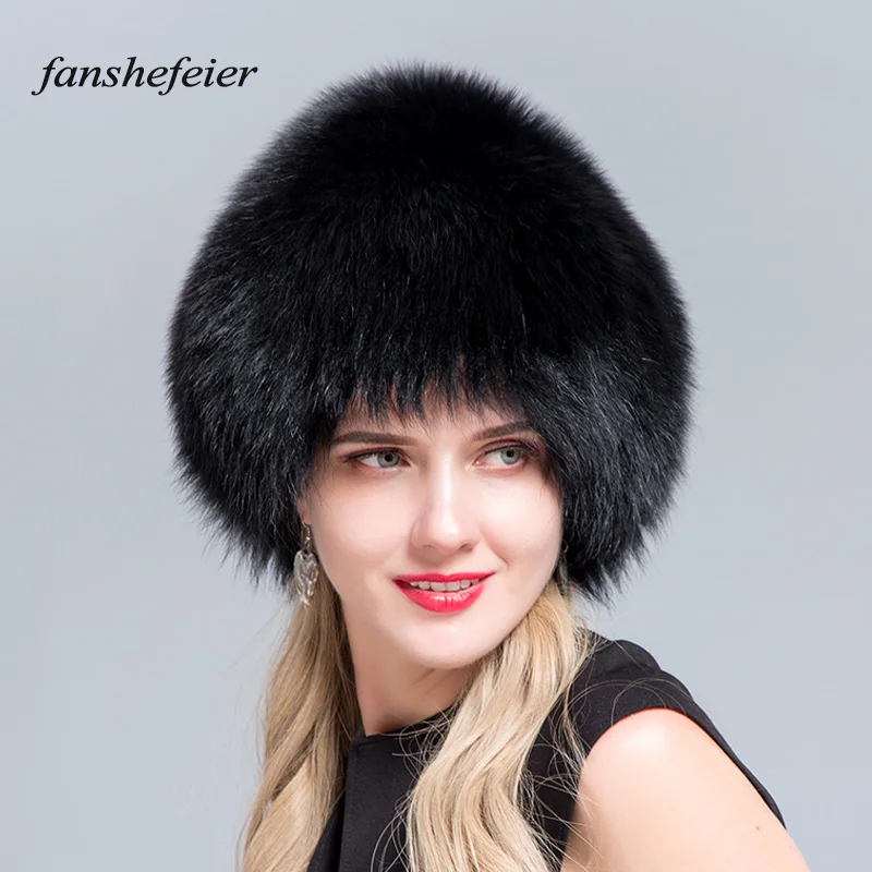 Fanshe Frauen Hut Fuchspelz Hut Weiblichen Ohr Warme Winter Muss Naturliche Silber Fuchspelz Frauen Winter Hut Gestrickte
