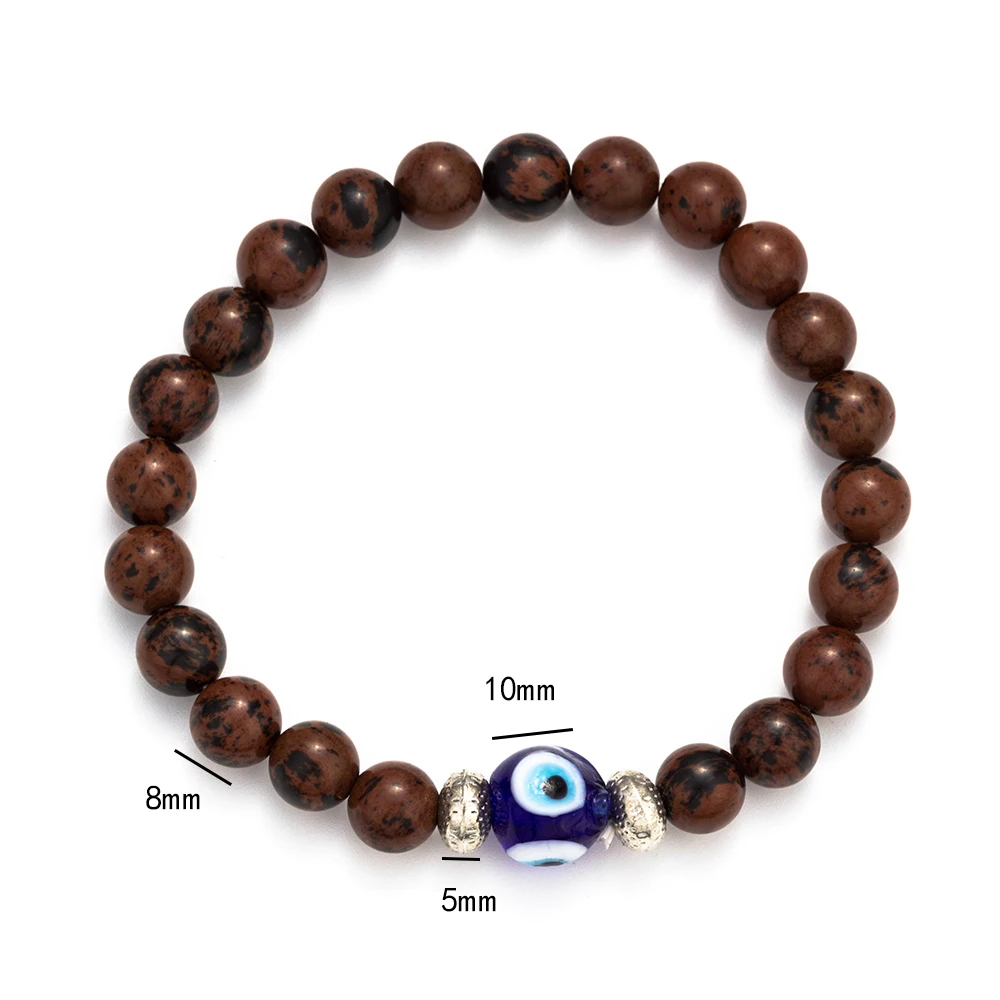 Lucky Eye браслет из бисера сглаза натуральный камень Йога Эластичный для женщин и