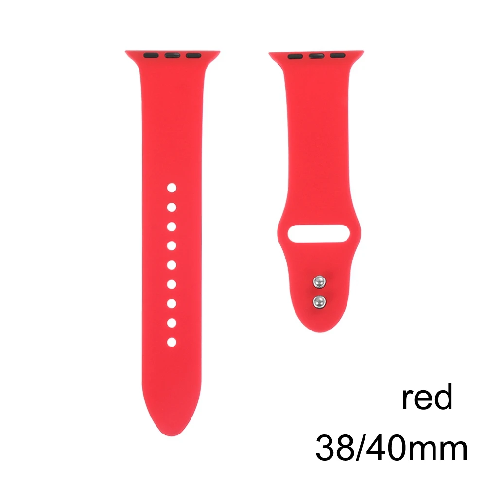 Красный Спортивный силиконовый ремешок для часов Apple Watch Series 4 3 2 1 38 мм 40 мм 42 мм 44 мм мягкий ремешок браслет для i Watch - Цвет: Красный