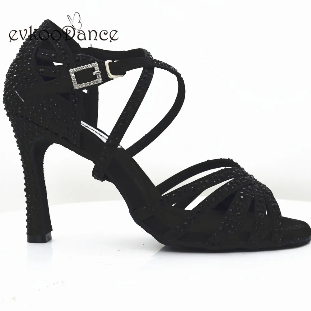 Обувь на каблуке 10 см Zapatos De Baile профессиональная черная атласная обувь со