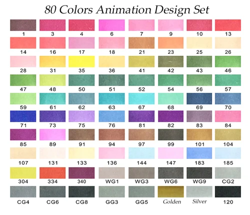 80Animation ColorSet Улучшенный 60/80/216 Цвет на спиртовой основе фломастеры двойной головой художественный эскиз Маркеры Ручка для анимации Manga рисунок - Цвет: 80Animation ColorSet