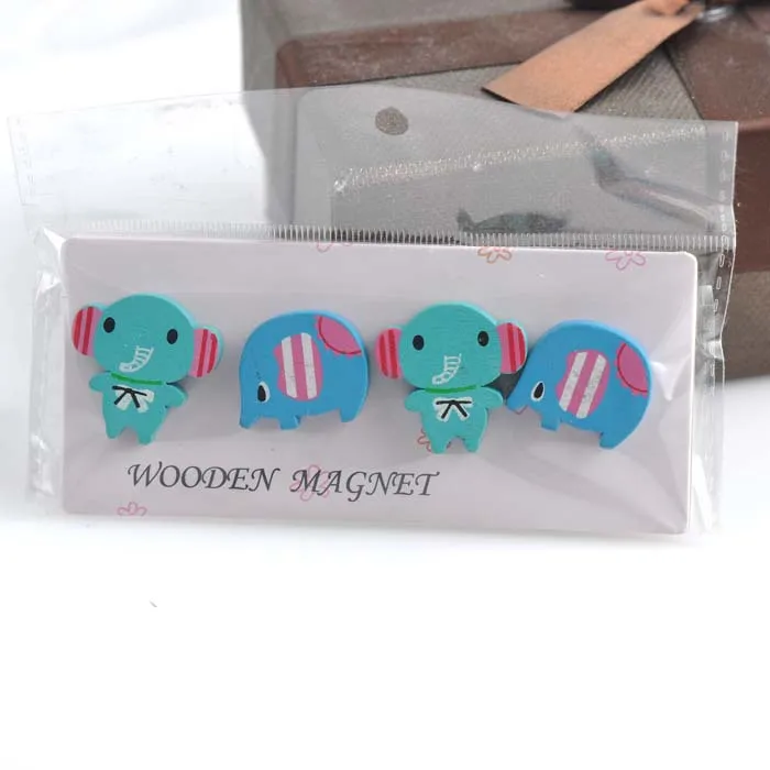 Магнитная наклейка на холодильник с милым мультяшным слоном деревянная для