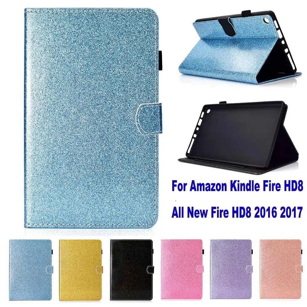 Чехол с блестками для Amazon Kindle Fire все новые HD8 2016 2017 чехол подставка блестящим
