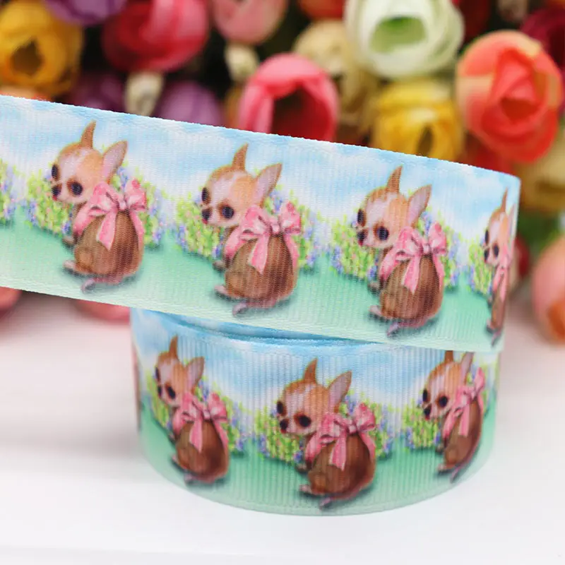 1 &quot25 мм 5 метров/lot Grosgrain ленты DIY Hairbows с принтом собаки ручной работы 100% полиэстер