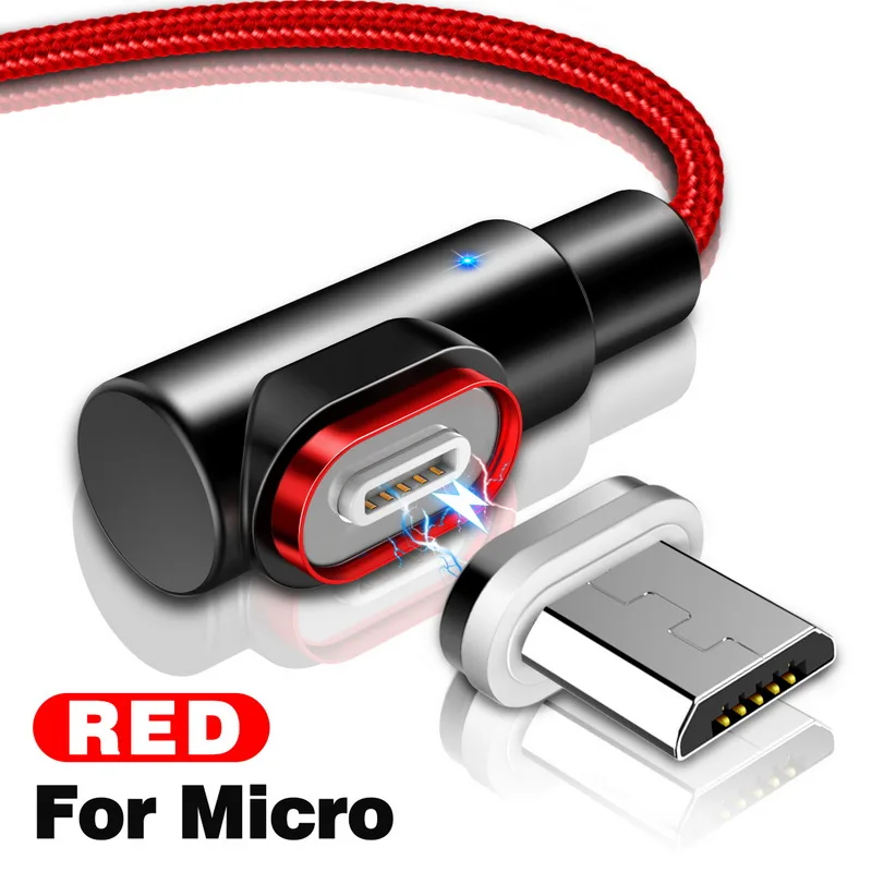For Micro Red GETIHU 2.4A Быстрый Магнитный кабель для iPhone XS X XR 7 Micro USB быстрое зарядное устройство Тип C магнит Android шнур телефонный кабель для samsung - Цвет: For Micro Red