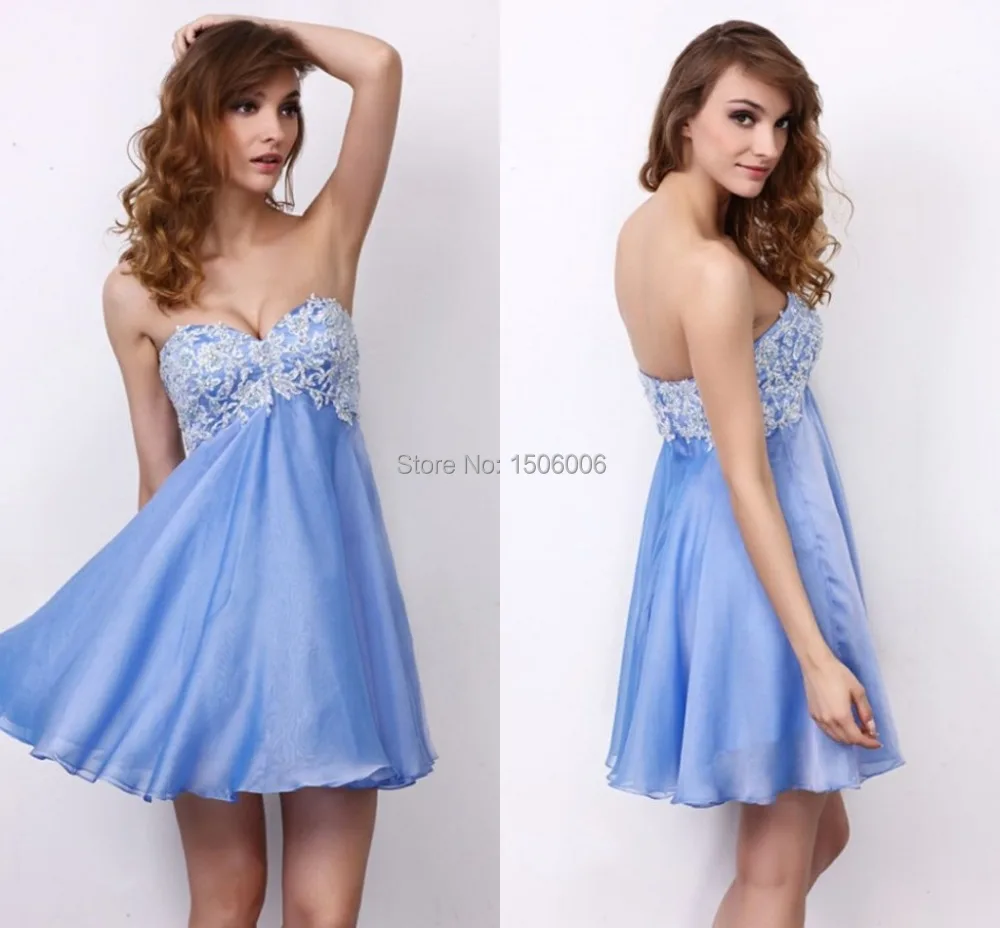 

Chiffon Short Sleeveless Sexy Sweetheart neck Graduation Dresses 2016 new arrival Appliques A-Lien elegant Homecoming Gown AJ150
