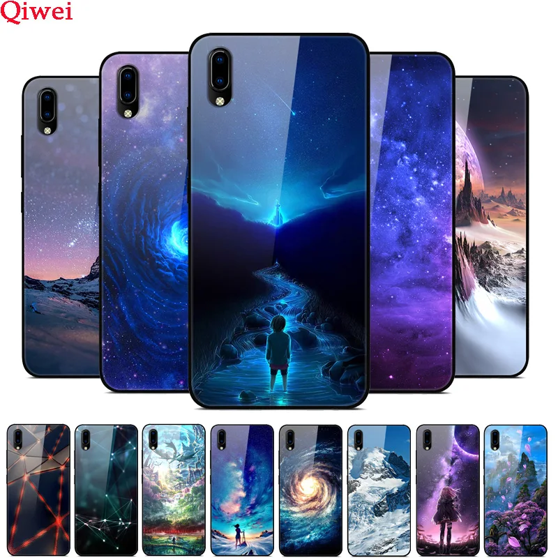 Чехол из закаленного стекла для Vivo Y91i Y91C силиконовый бампер твердая стеклянная