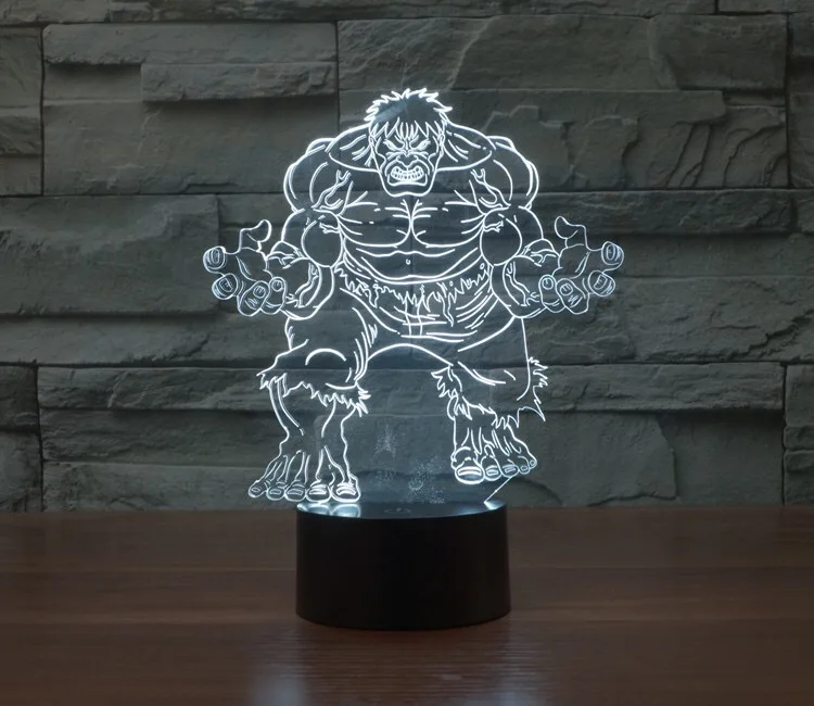 Мультяшный персонаж Халк 3D ночник USB энергосберегающая настольная лампа|Ночники|