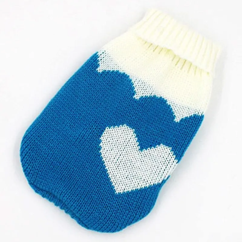 blue love Зимняя одежда с рисунком кота; теплый Рождественский свитер для маленьких собак; Одежда для питомцев; пальто для собак; куртка с рисунком котенка; Ropa Para Perros - Цвет: blue love