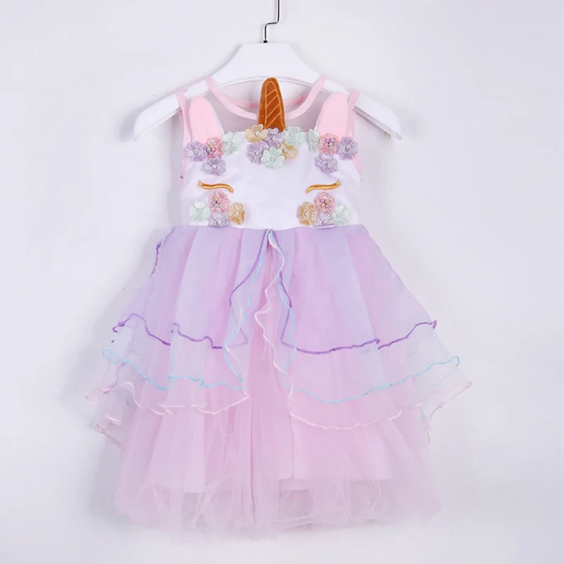 Colorful Children 2018 New Summer Unicorn Princess Dress Baby Girls Wedding Birthday Party Tutu Clothes | Детская одежда и обувь