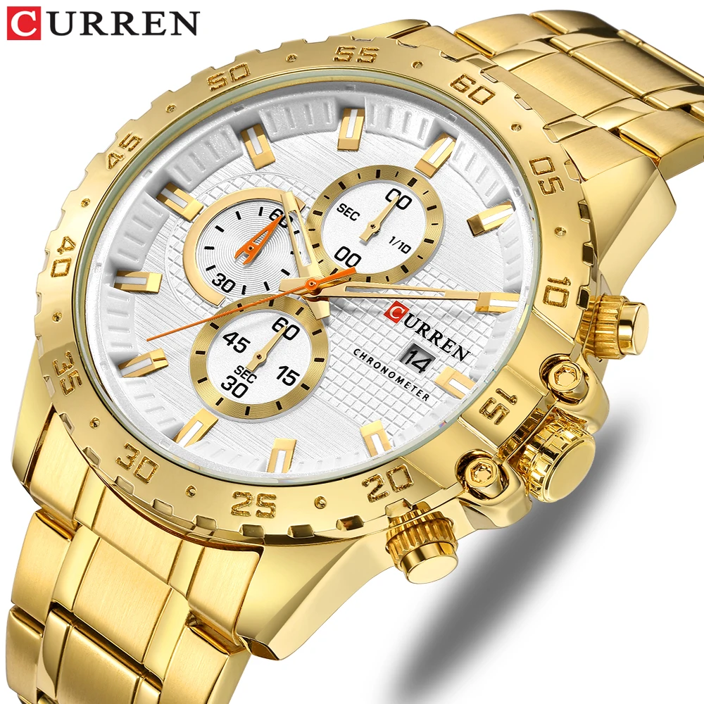 Роскошные мужские часы CURREN 2019 модные многофункциональные наручные с хронографом