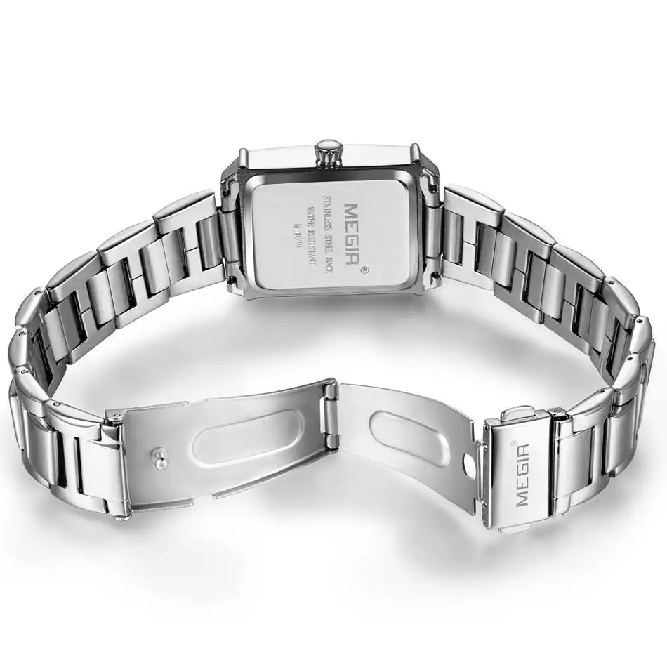 MEGIR Women Watches Elegant Brand Famous Luxury Rectangle Quartz Stainless Steel Strap Waterproof Clock Relogio Feminino | Наручные часы