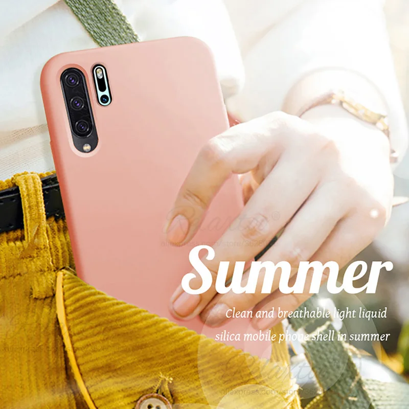 Candy Color Silicone Cases for Huawei P30 Pro Lite Case Soft Liquid TPU Shockproof Cover P 30 P30Lite P30pro Coque | Мобильные