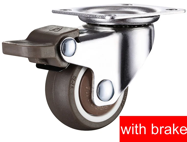 with brake Коричневый TPR супер бесшумные колеса/ролики, TPE тихий и удобный, высокая нагрузка-медведь для мебели, дивана, витрины, домашнего оборудования - Цвет: with brake