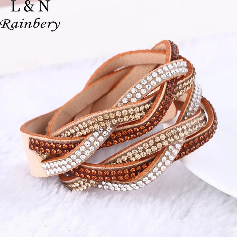 Rainbery новые ювелирные кожаные браслеты с несколькими Слои обматывающиеся утолить