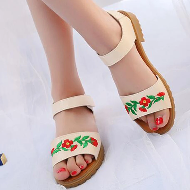 HEE GRAND Embroidery Women Sandals Peep Toe Vintage Summer Shoes For Girls XWZ4366 | Обувь