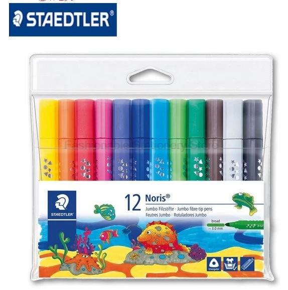 STAEDTLER 328-B WP12 12 цветов 3,0 мм художественные Маркеры Набор ручек треугольный толстый стержень водорастворимые Товары для офиса и школы