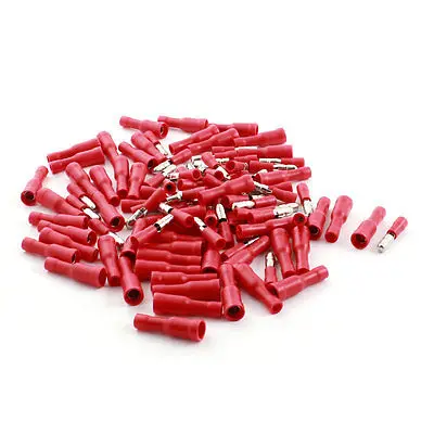 

100 Pcs 16-14AWG 15A Red Full Insulated Bullet Crimp Terminal Cable Connector Free shipping