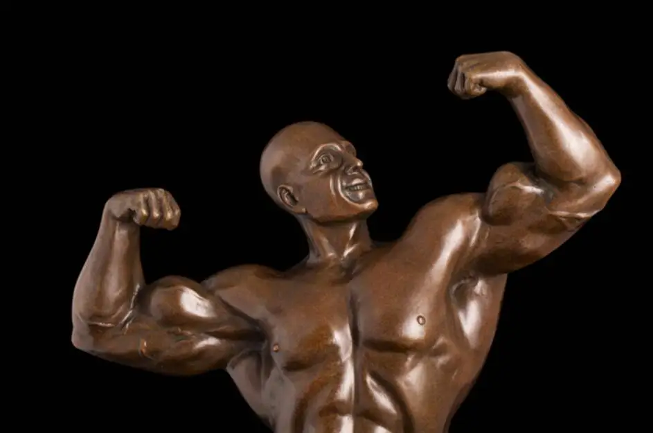 49 CM Western Art Deco Pure Bronze Statue Marble Strong Muscular Handsome Man Sculpture | Дом и сад