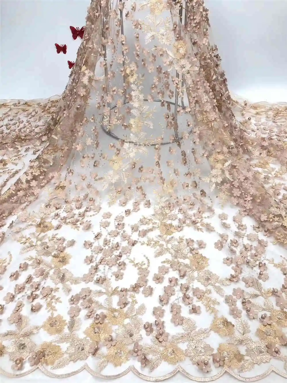 Latest Colorful African Appliqued Tulle Lace Fabric 2019 Wholesale French Net With Beaded For Nigeria Wedding Dress NX814z | Дом и сад