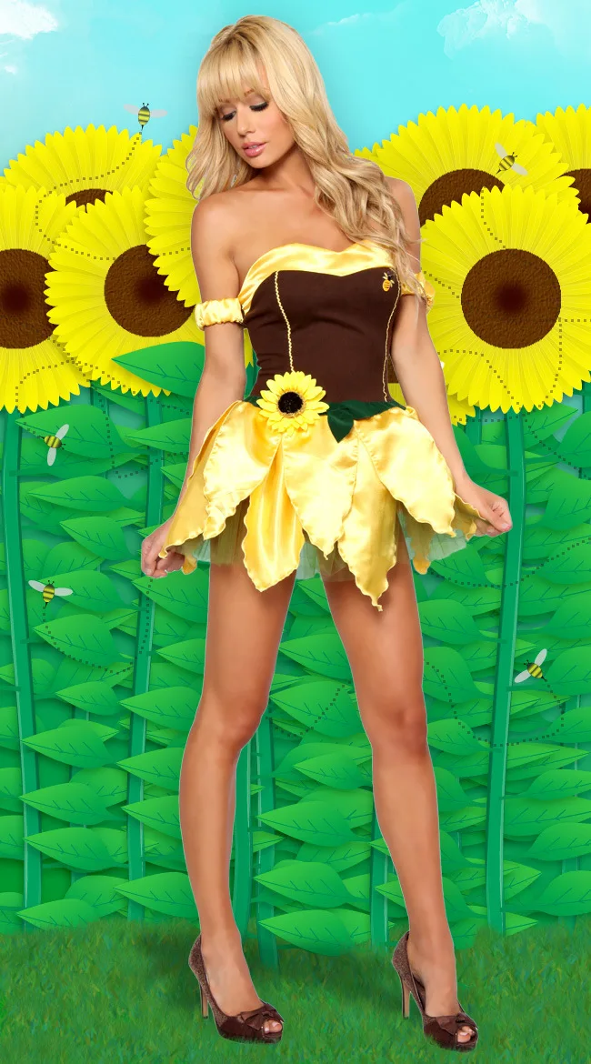 Подсолнечника сексуальное костюм на Хэллоуин ролевая заманчивость формы