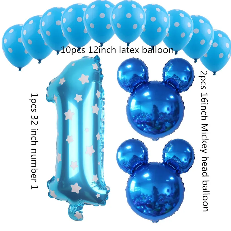 Blue 1 GOGO PAITY 13 шт./лот Микки и Минни Маус номера 1 2 3 4 5 Алюминий Шар Комплект День рождения декоративные шары - Цвет: Blue 1