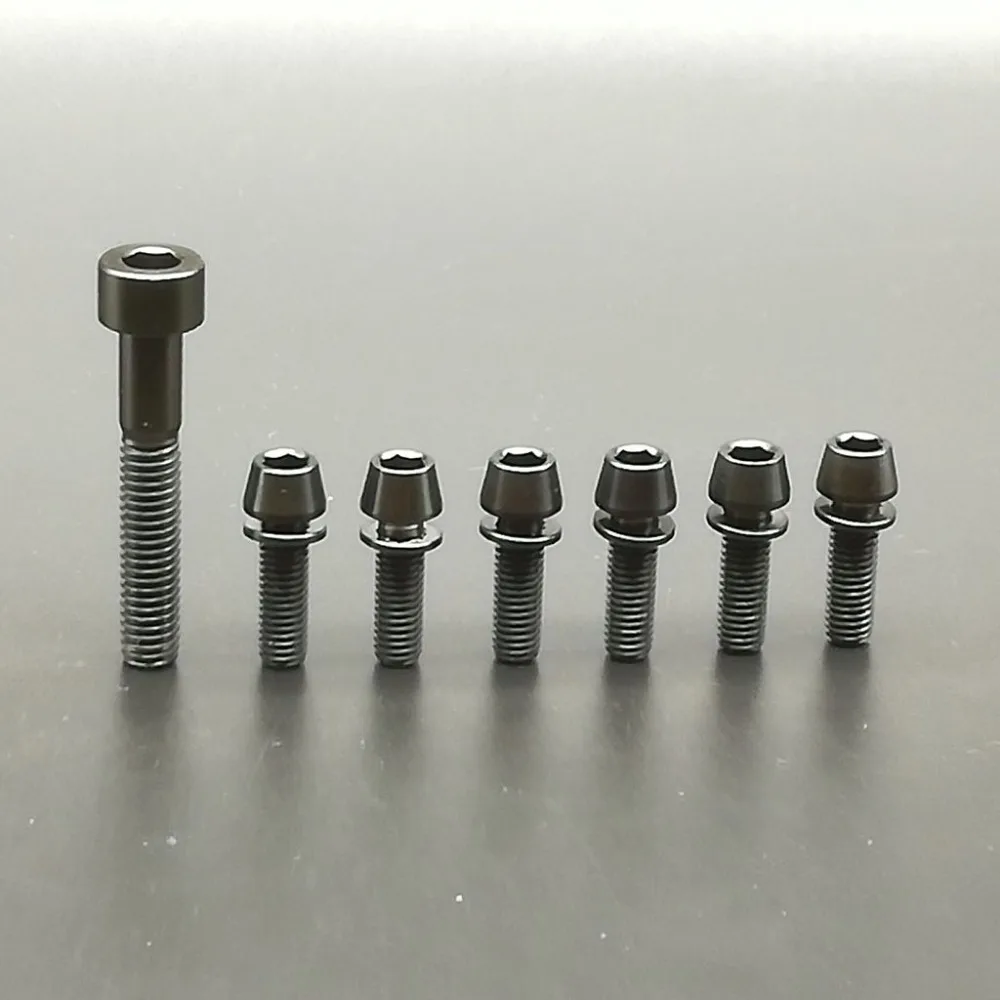 Titanium / Ti Bolts For Stem & Headset 7 pcs (6pcs M5 x 16mm 1pc M6 35mm) Gold Rainbow Black|ti screws|titanium screwbolt head screws |